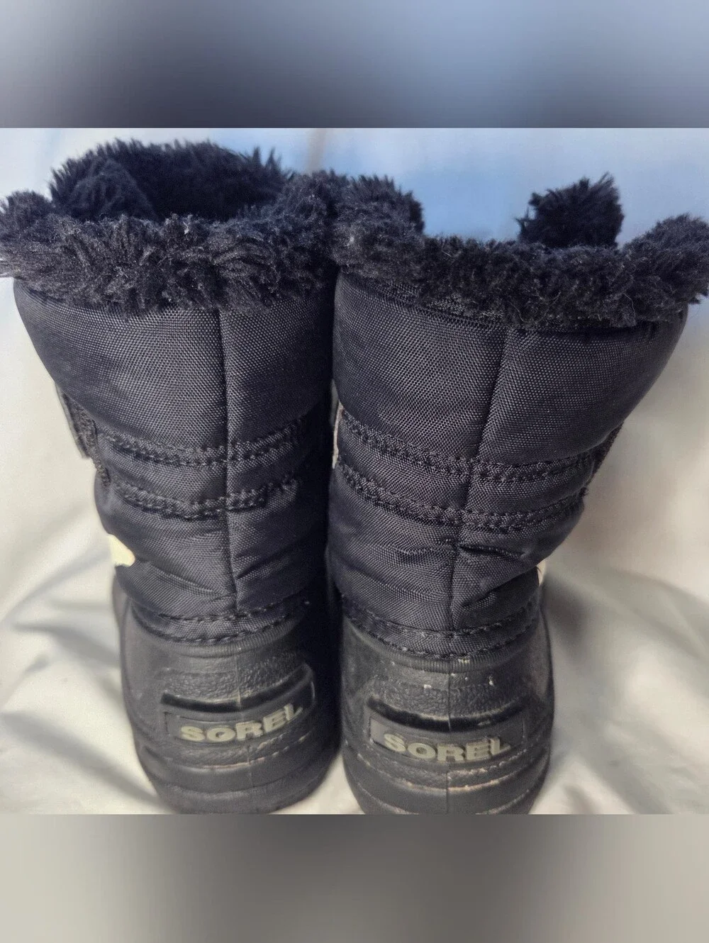 SOREL Kids Waterproof Winter Commander Snow Boots Black/Charcoal Sz 9 Insulated